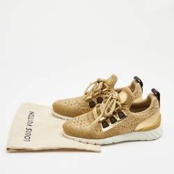 Louis Vuitton Gold Knit Fabric and Leather Aftergame Sneakers Size 36.5