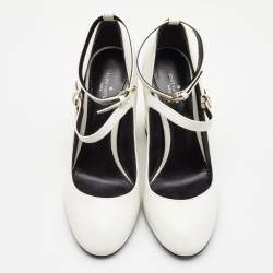 Louis Vuitton White Leather Bliss Multistrap Pumps Size 36.5