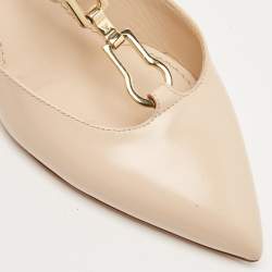 Louis Vuitton Beige Leather T-Bar Ankle Strap Pumps Size 37