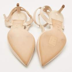 Louis Vuitton Beige Leather T-Bar Ankle Strap Pumps Size 37