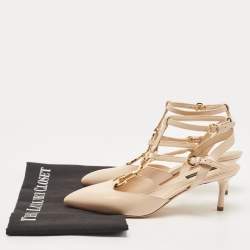 Louis Vuitton Beige Leather T-Bar Ankle Strap Pumps Size 37
