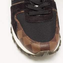 Louis Vuitton Black/Brown Mesh and Monogram Canvas Run Away Sneakers Size 39.5