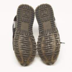 Louis Vuitton Black/Brown Mesh and Monogram Canvas Run Away Sneakers Size 39.5