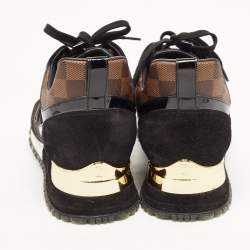 Louis Vuitton Black/Brown Mesh and Monogram Canvas Run Away Sneakers Size 39.5
