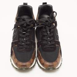 Louis Vuitton Black/Brown Mesh and Monogram Canvas Run Away Sneakers Size 39.5