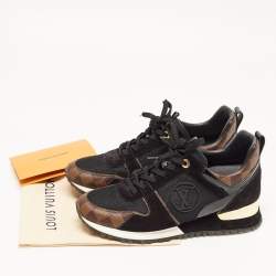 Louis Vuitton Black/Brown Mesh and Monogram Canvas Run Away Sneakers Size 39.5