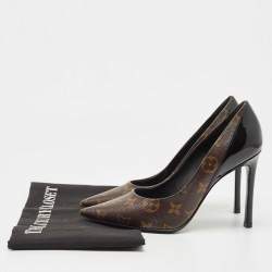 Louis Vuitton Black Patent Leather and Monogram Canvas Cherie Pumps Size 37