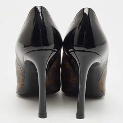 Louis Vuitton Black Patent Leather and Monogram Canvas Cherie Pumps Size 37