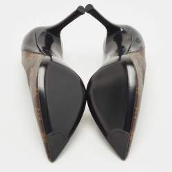 Louis Vuitton Black Patent Leather and Monogram Canvas Cherie Pumps Size 37