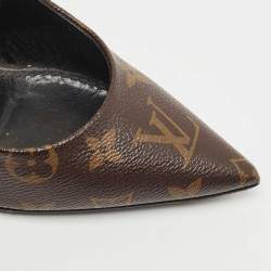 Louis Vuitton Black Patent Leather and Monogram Canvas Cherie Pumps Size 37