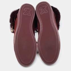 Louis Vuitton Burgundy Suede, Leather and Fur High Top Sneakers Size 38.5 