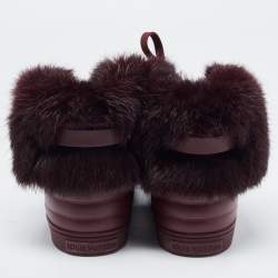 Louis Vuitton Burgundy Suede, Leather and Fur High Top Sneakers Size 38.5 