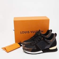Louis Vuitton Brown/Black Monogram and Leather Run Away Sneakers Size 38