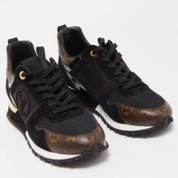 Louis Vuitton Brown/Black Monogram and Leather Run Away Sneakers Size 38