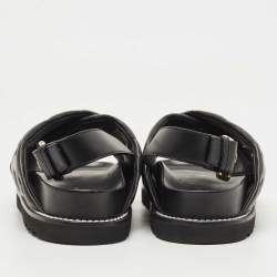 Pre Owned Louis Vuitton Black Monogram Embossed Leather Paseo Flat Sandals Size 39
