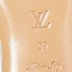 Pre Owned Louis Vuitton Silver Monogram Embossed Leather Revival Flat Slides Size 39