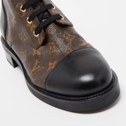 Louis Vuitton Brown/Black Monogram Canvas and Leather Wonderland Flat Ranger Boots Size 40