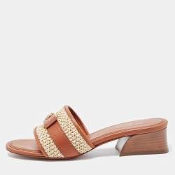 Louis Vuitton Brown Leather Lock It Sandals Size 37
