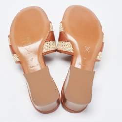 Louis Vuitton Brown Leather Lock It Sandals Size 37