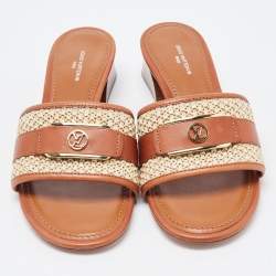 Louis Vuitton Brown Leather Lock It Sandals Size 37
