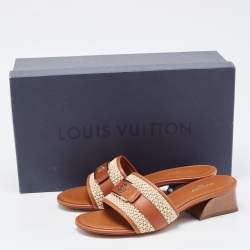 Louis Vuitton Brown Leather Lock It Sandals Size 37