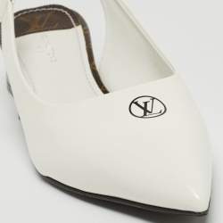 Louis Vuitton White Patent Leather Slingback Pumps Size 37