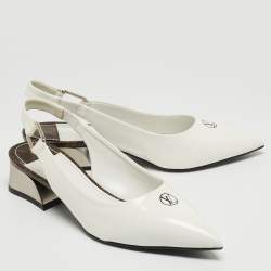 Louis Vuitton White Patent Leather Slingback Pumps Size 37