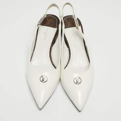 Louis Vuitton White Patent Leather Slingback Pumps Size 37