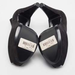 Pre Owned Louis Vuitton Black Suede Ankle Strap Pumps Size 37