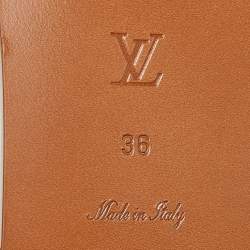 Pre Owned Louis Vuitton Cognac Leather Lock It Flat  Sandals Size 36