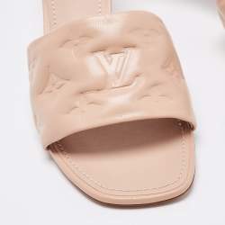 Louis Vuitton Beige Monogram Leather Revival Open Toe Slide Sandals Size 37