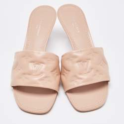 Louis Vuitton Beige Monogram Leather Revival Open Toe Slide Sandals Size 37