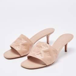 Louis Vuitton Beige Monogram Leather Revival Open Toe Slide Sandals Size 37