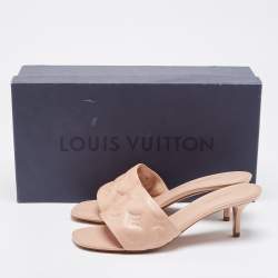 Louis Vuitton Beige Monogram Leather Revival Open Toe Slide Sandals Size 37