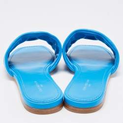 Louis Vuitton Blue Leather  Revival Flat Slides Size 38