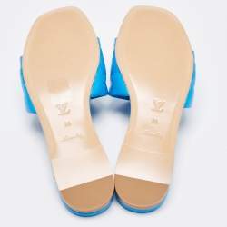 Louis Vuitton Blue Leather  Revival Flat Slides Size 38