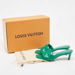 Louis Vuitton Green Leather Revival Slides Size 38