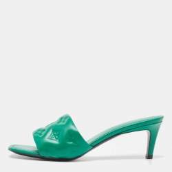 Louis Vuitton Green Leather Revival Slides Size 38