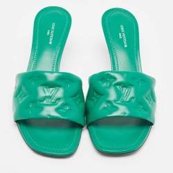 Louis Vuitton Green Leather Revival Slides Size 38