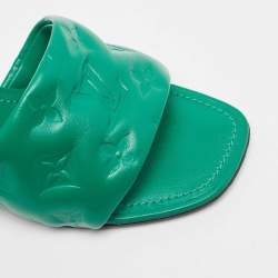 Louis Vuitton Green Leather Revival Slides Size 38
