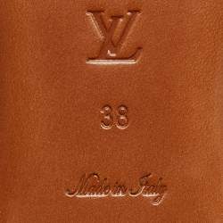Louis Vuitton Beige Monogram Embossed Leather Revival Flat Mules Size 38