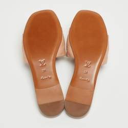 Louis Vuitton Beige Monogram Embossed Leather Revival Flat Mules Size 38