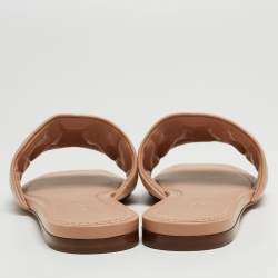 Louis Vuitton Beige Monogram Embossed Leather Revival Flat Mules Size 38