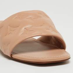 Louis Vuitton Beige Monogram Embossed Leather Revival Flat Mules Size 38