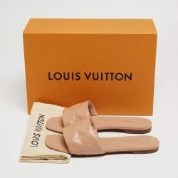 Louis Vuitton Beige Monogram Embossed Leather Revival Flat Mules Size 38