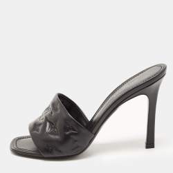 Louis Vuitton Black Leather Revival Mules Sandals Size 38