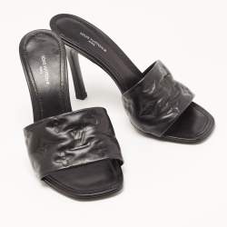 Louis Vuitton Black Leather Revival Mules Sandals Size 38