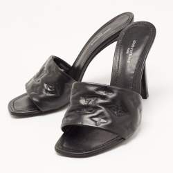 Louis Vuitton Black Leather Revival Mules Sandals Size 38