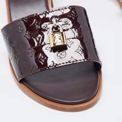 Louis Vuitton Amarante Patent Leather Lock It Sandals Size 40