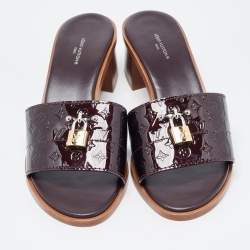 Louis Vuitton Amarante Patent Leather Lock It Sandals Size 40